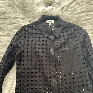 Evereve Black Eyelet Blouse